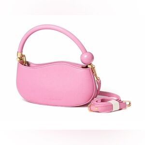 Melie Bianco Pink Top Handle Crescent Bag Vegan Leather W/ Detachable Strap